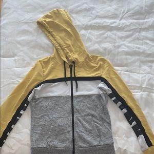 PINK vs yellow and grey hoodie